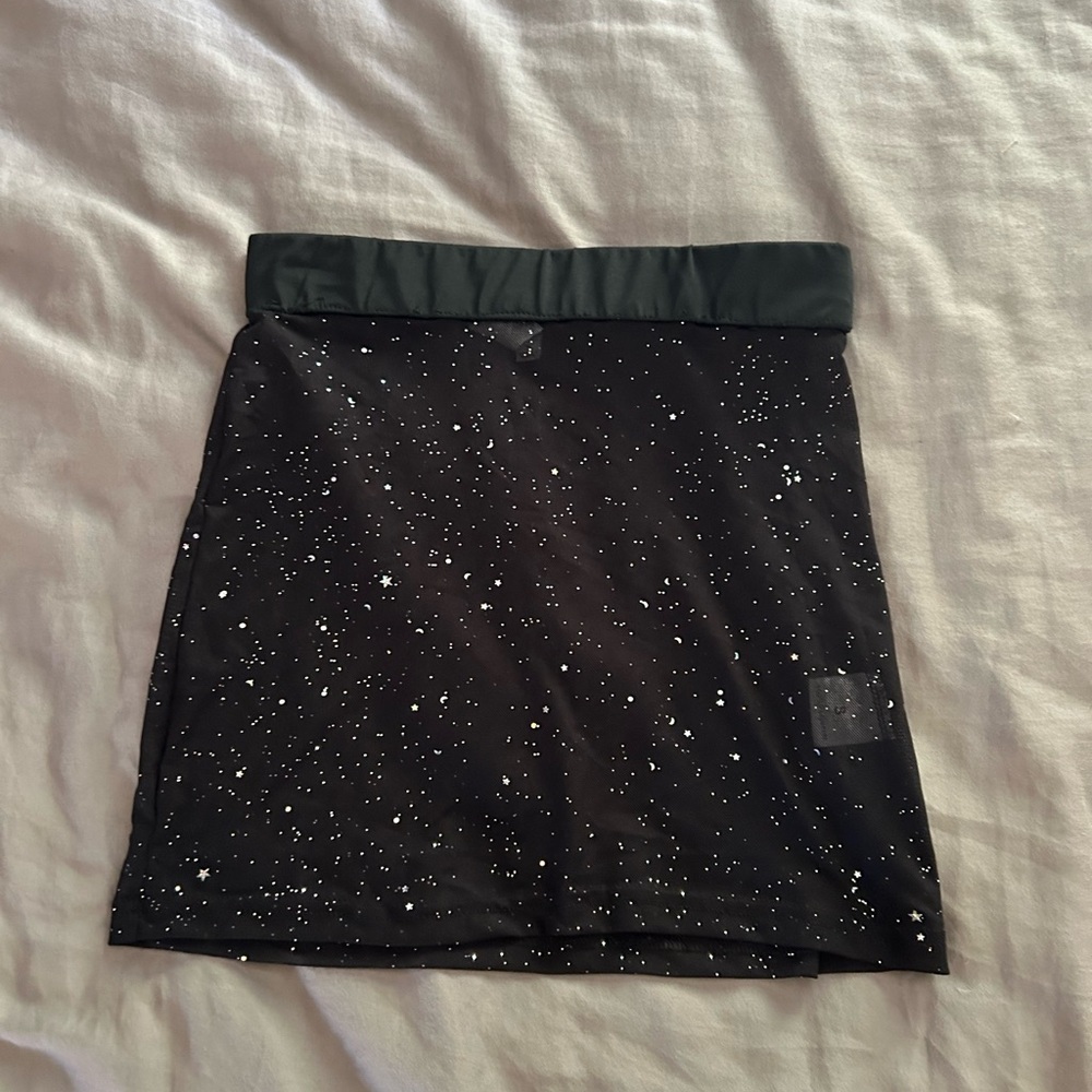 Black Starry Mesh Mini Skirt